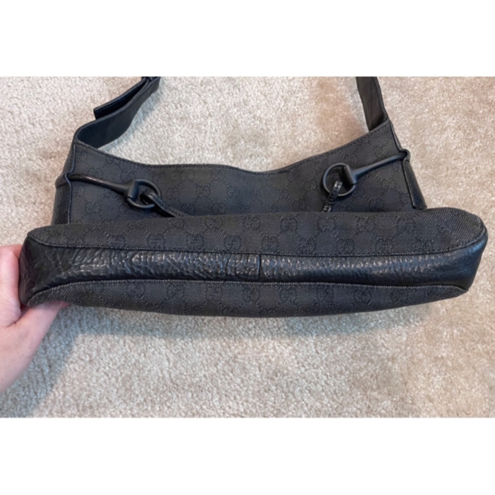 ✨Vintage Iconic GUCCI GG Monogram Horsebit Canvas Hobo Shoulder Bag - Picture 8 of 13